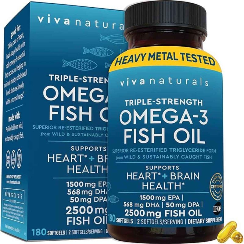 Viva Naturals Omega-3 de Triple Potencia 2500 mg - Cápsulas Blandas