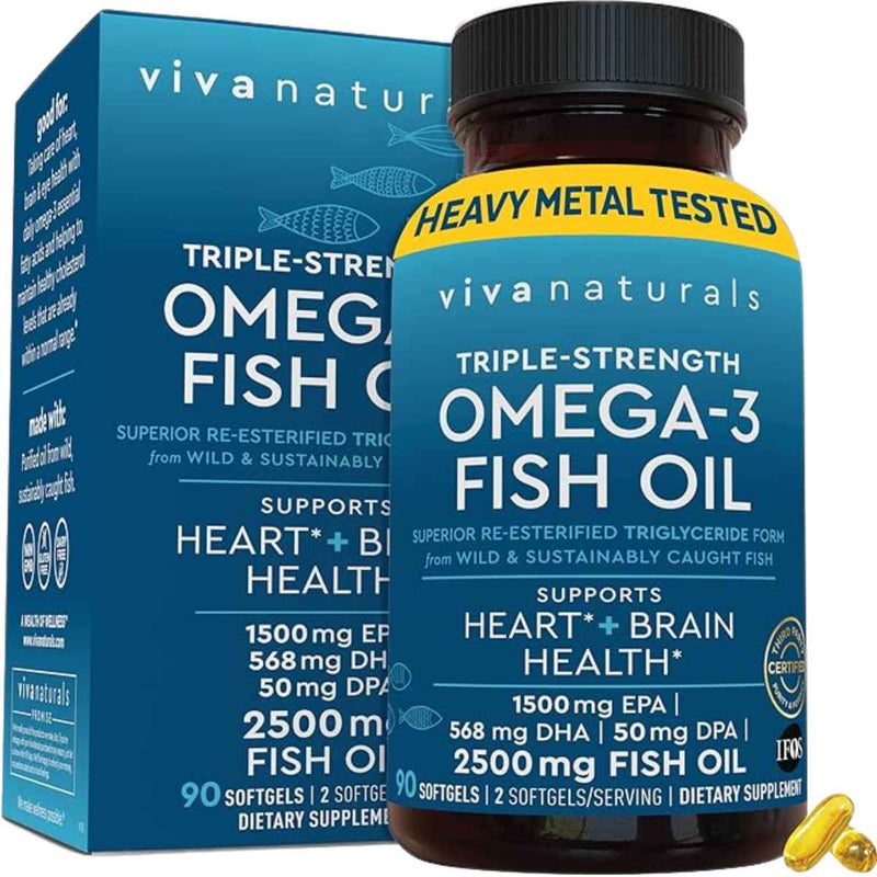 Viva Naturals Omega-3 de Triple Potencia 2500 mg - Cápsulas Blandas