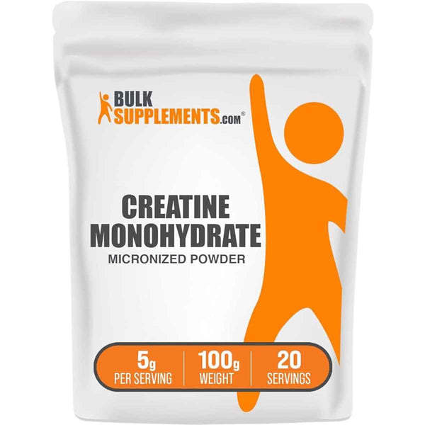 BulkSupplements.com Monohidrato de creatina micronizado - 100 g - Puro Estado Físico