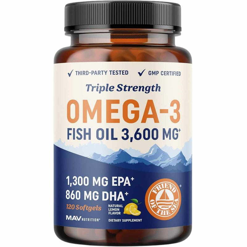 Mav Nutrition  Omega 3 Fuerza Triple  - 120 Cápsulas Blandas - Puro Estado Físico
