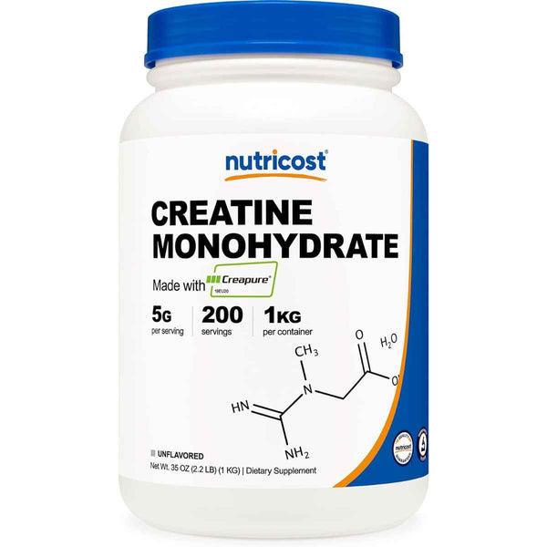 Nutricost Monohidrato de Creatina Creapure® 5 g - 1000 g - Puro Estado Físico