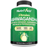 Nutrivein Ashwagandha con Extracto de Pimienta Negra 1600 mg - 120 Cápsulas Vegetales
