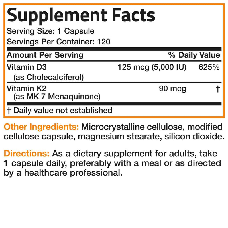 Bronson Vitamina K2 MK-7 Más Vitamina D3 - Cápsulas