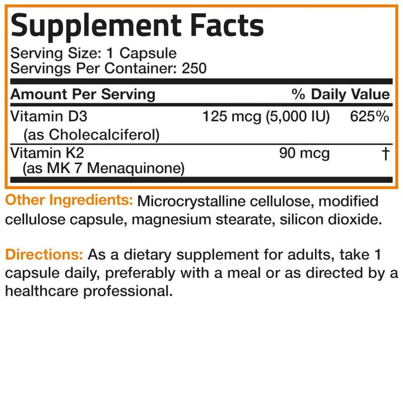 Bronson Vitamina K2 MK-7 Más Vitamina D3 - Cápsulas