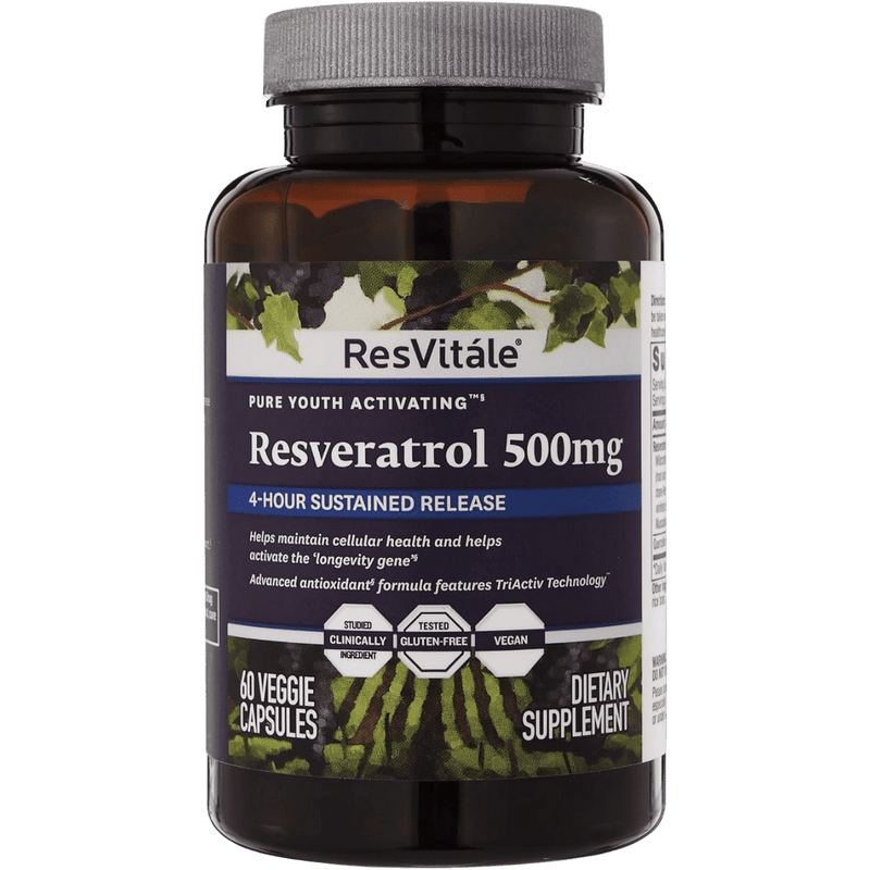 ResVitále Resveratrol 500 mg - 60 Cápsulas Vegetales - Puro Estado Fisico