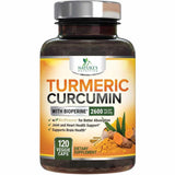 Nature's Nutrition Cúrcuma con BioPerine  2600 mg - 120 Cápsulas Vegetales - Puro Estado Físico