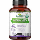 Zazzee Vitex Orgánico Soporte de Hormonas Equilibradas  500 mg - 120 Cápsulas Vegetales - Puro Estado Físico