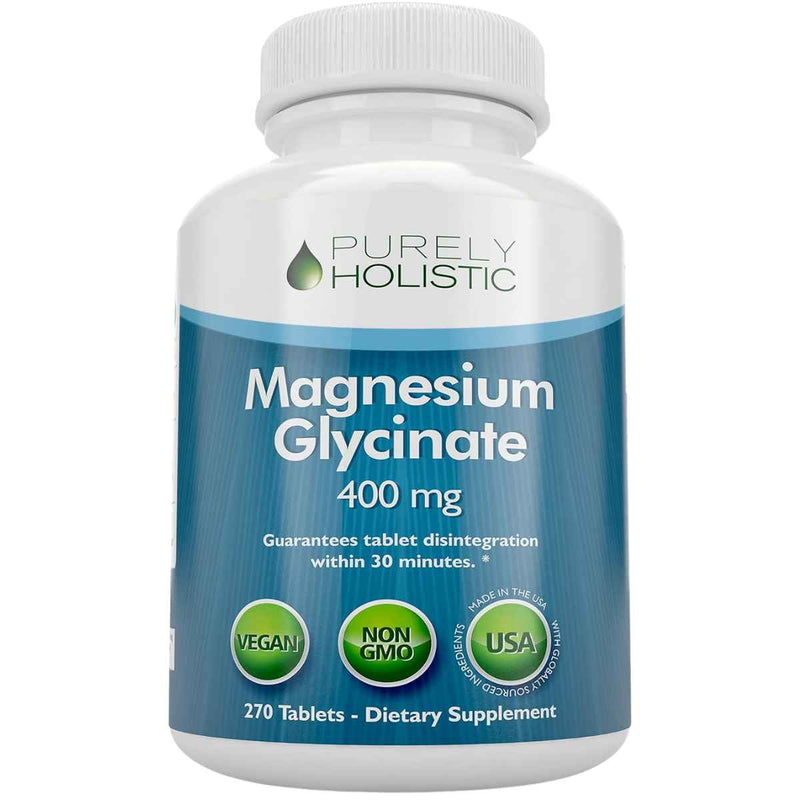 Purely Holistic Glicinato de Magnesio  400 mg - 270 Tabletas - Puro Estado Físico