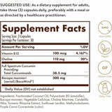 Solgar Cúrcuma  - 90 Cápsulas Liquidas - Tabla Nutricional - Puro Estado Físico