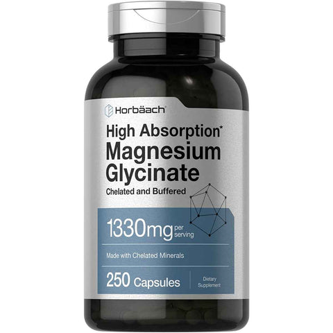 Horbaach Glicinato de Magnesio 1330 mg - 250 Cápsulas - Puro Estado Físico