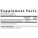 vVitamatic Extracto de Ajo Negro Fermentado 1000 mg - 60 Cápsulas -Tabla Nutricional - Puro Estado Fisico