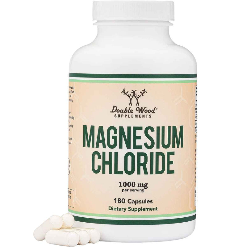 Double Wood Supplements Cloruro de Magnesio 100 mg - 180 Cápsulas - Puro Estado Físico