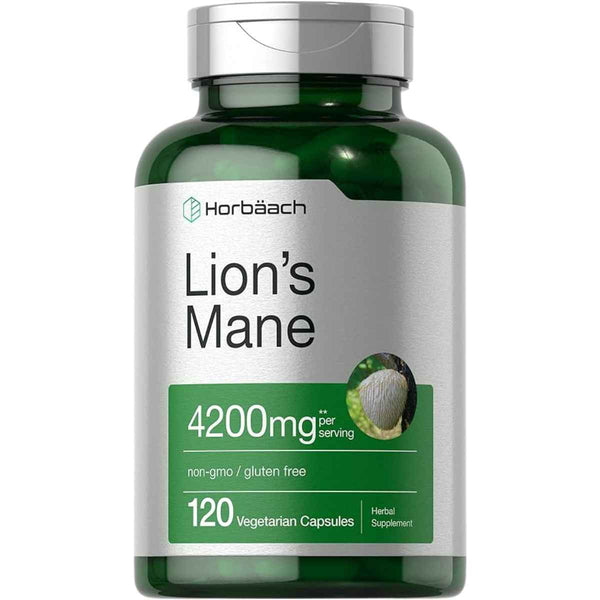 Horbäach Extracto De Hongo Melena De León 4200 mg - 120  Cápsulas - Puro Estado Físico