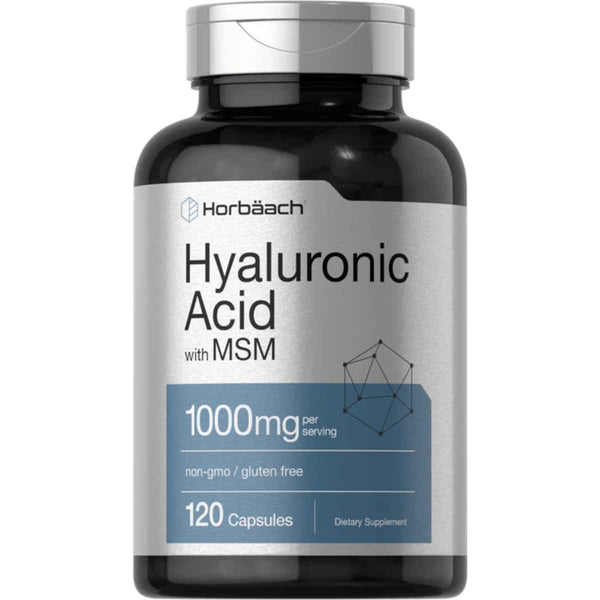 Horbäach Ácido Hialurónico Con MSM 1000 mg - 120 Cápsulas - Puro Estado Físico