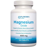 Puregen Labs Óxido de Magnesio 400 mg - 120 Tabletas - Puro Estado Físico