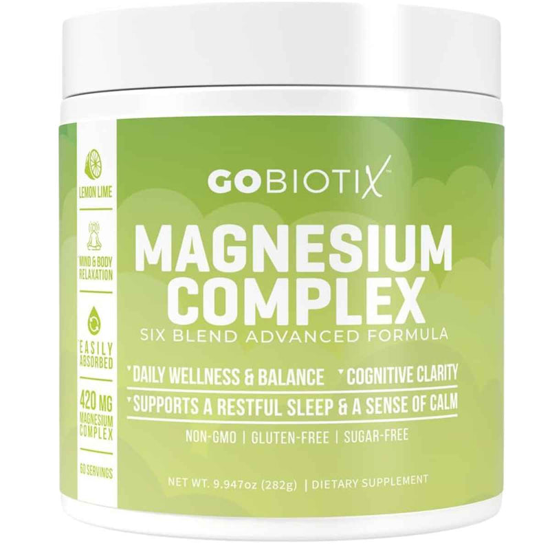 GoBiotix Complejo de Magnesio en polvo 420 mg - Sabor Lima Limón - 282 g - Puro Estado Físico