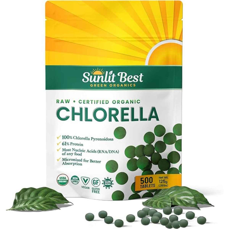 Sunlit Best Green Organics Clorela  - 500 Tabletas - Puro Estado Físico