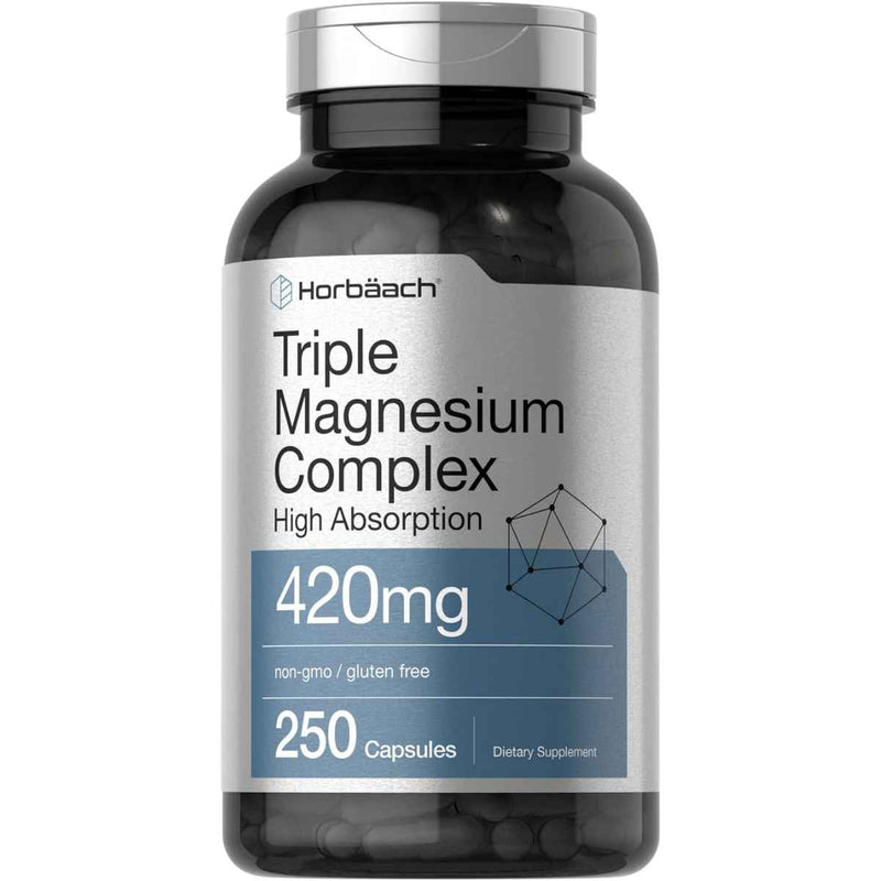 Horbaach Complejo Triple De Magnesio 420 mg - 250 Cápsulas - Puro Estado Físico