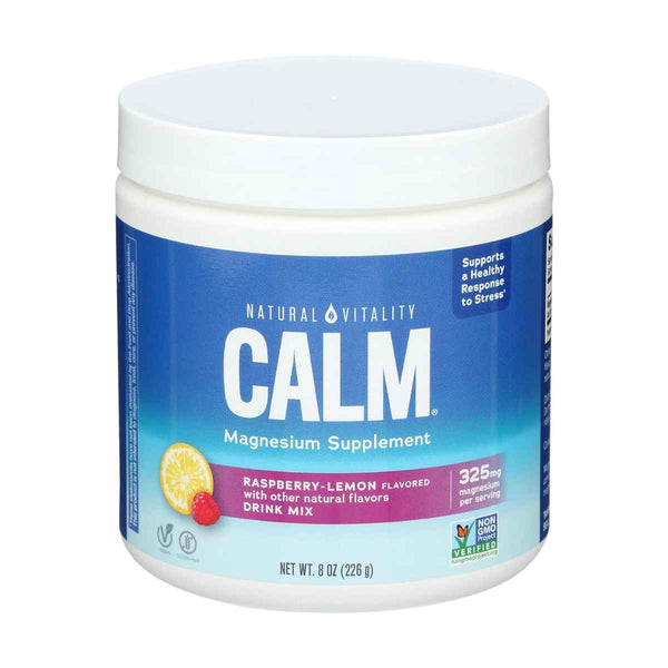 Natural Vitality Calm Magnesio 325 mg - Sabor Frambuesa Limón - 226 g - Puro Estado Físico