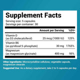 Dr. Berg Glicinato de Magnesio - 150 Cápsulas - Tabla Nutricional - Puro Estado Físico