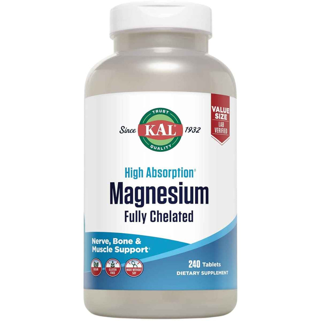 KAL Glicinato De Magnesio - 240 Tabletas - Puro Estado Físico