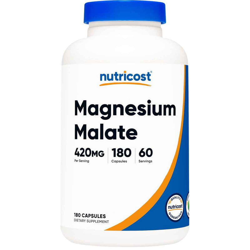 Nutricost Malato de Magnesio 420 mg - 180 Cápsulas - Puro Estado Físico