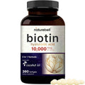 NatureBell Biotina 10 mcg - Sabor Coco - 360 Cápsulas Blandas - Puro Estado Físico