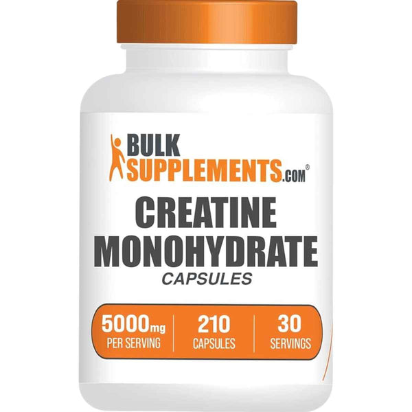 BulkSupplements.com Monohidrato de Creatina 5000 mg - 210 Cápsulas - Puro Estado Físico