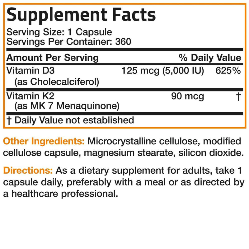 Bronson Vitamina K2 MK-7 Más Vitamina D3 - Cápsulas