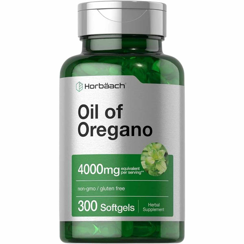 Horbäach Aceite de Orégano 4000 mg - 300  Cápsulas Blandas - Puro Estado Físico