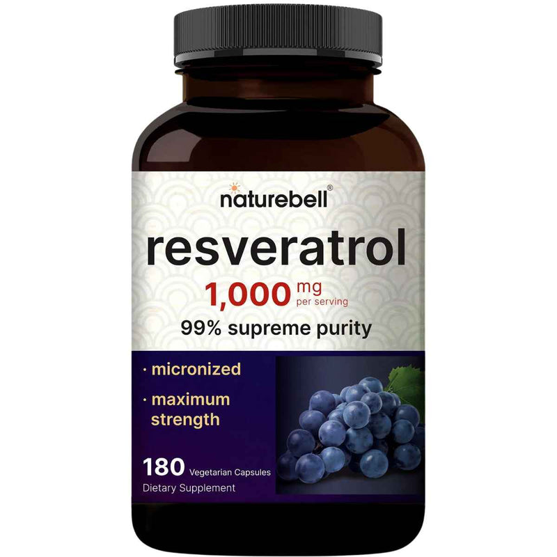 NatureBell Resveratrol  1000 mg - 180 Cápsulas Vegetales - Puro Estado Físico