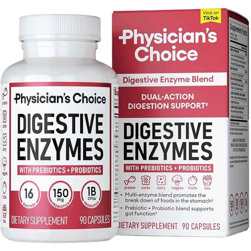 Physicians Choice Enzimas digestivas - 90 Cápsulas - Puro Estado Físico