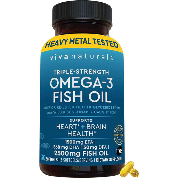 Viva Naturals Omega-3 de Triple Potencia 2500 mg - Cápsulas Blandas