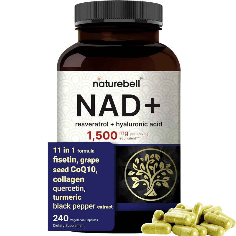 NatureBell  NAD Suplemento Avanzado para Energía Celular 1500 mg - 240 Cápsulas Vegetarianas - Puro Estado Físico