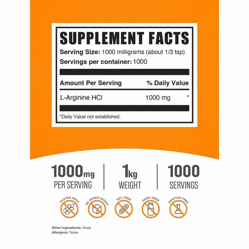 Integratore Arginina L-Arginina HCL In Polvere 100% Pura - 500g - Foto 2