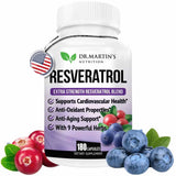 Dr. Martin's Nutrition resveratrol - Antioxidante Natural - 180 Cápsulas - 90 Porciones - Puro Estado Físico