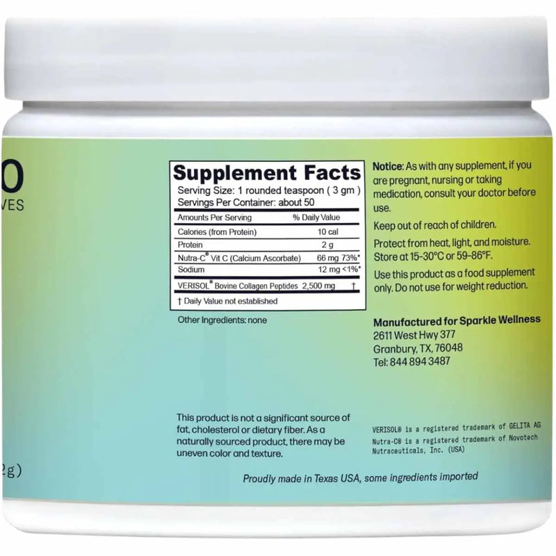 Colágeno con Vitamina C - 142 g - Tabla nutricional