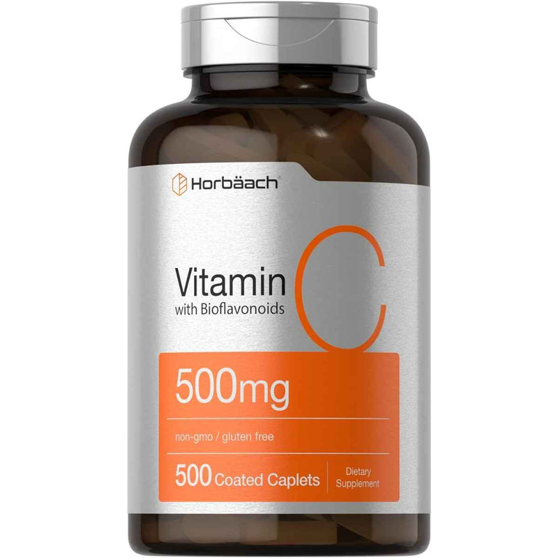 Horbaach Vitamina C 500mg con Bioflavonoides - 500 Cápsulas - Puro Estado Fisico