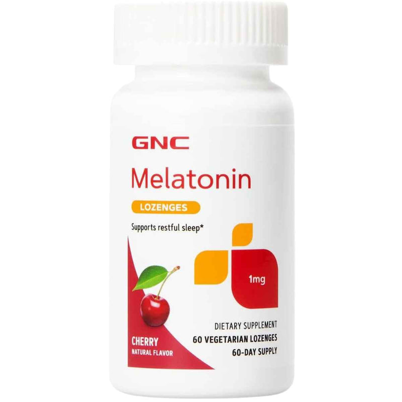 GNC Melatonina 1 mg - Sabor Cereza - 60 Pastillas Vegatarianas - Puro Estado Físico