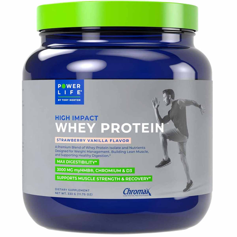 Power Life Proteína de suero de leche - Sabor Fresa Vainilla - 333 g - Puro Estado Físico