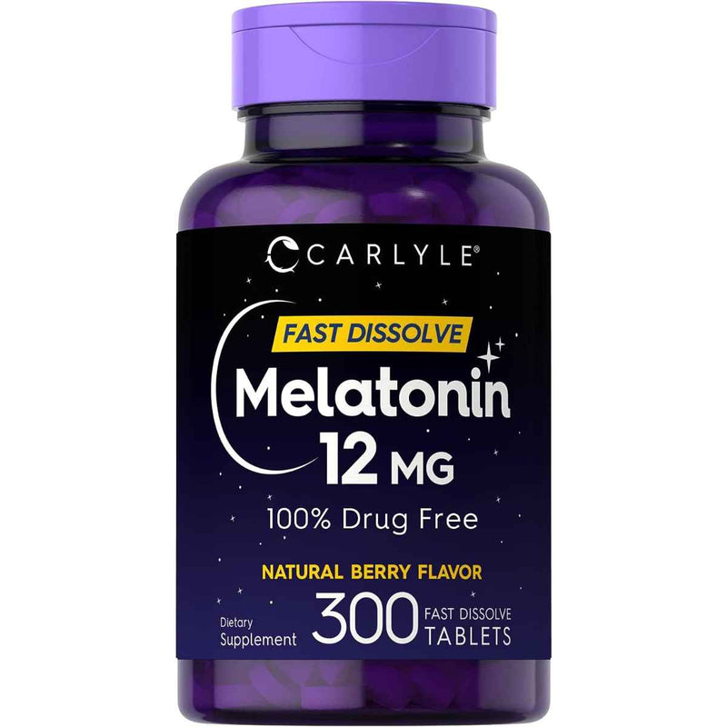Carlyle Melatonina 12 mg - Sabor Bayas - 300 Tabletas de disolución rápida - Puro Estado Físico