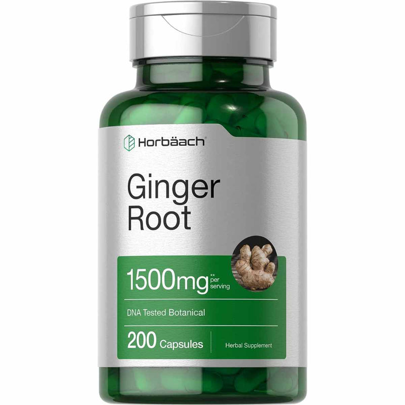 Horbaach Ginger Root 1500 mg - 200 Cápsulas - Puro Estado Fisico