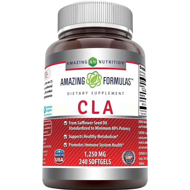 Amazing Nutrition CLA  1250 mg - 240 Cápsulas Blandas - Puro Estado Físico