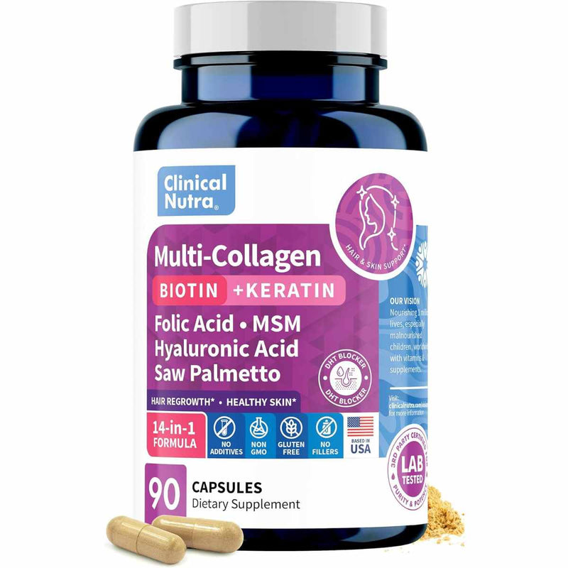 Clinical Nutra  Multi Colágeno - 90 Cápsulas - Puro Estado Físico
