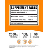 BulkSupplements.com CLA Ácido Linoleico Conjugado 2000 mg - 100 g - Tabla Nutricional - Puro Estado Físico