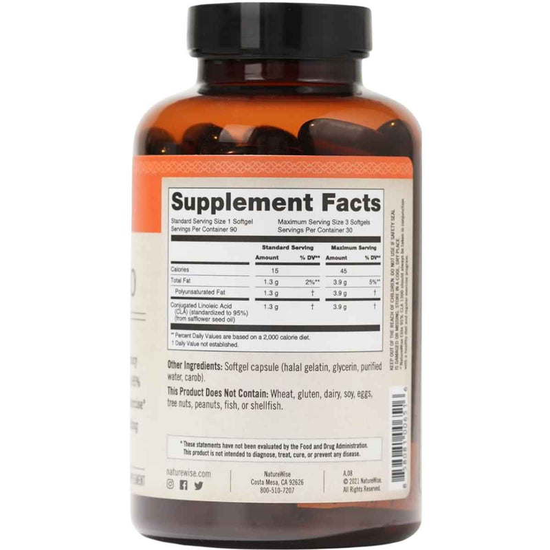  CLA 1300 mg - 90 Cápsulas Blandas - Tabla Nutricional - Puro Estado Físico