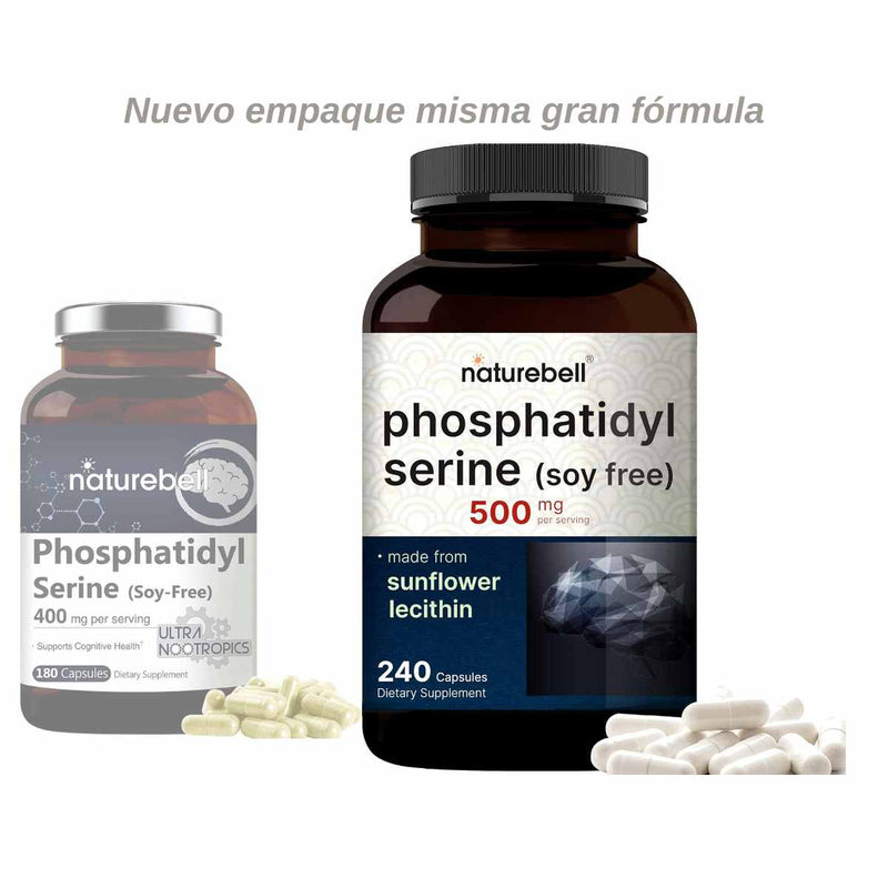 NatureBell Phosphatidyl Serine 500 mg - 240 Cápsulas - Puro Estado Fisico
