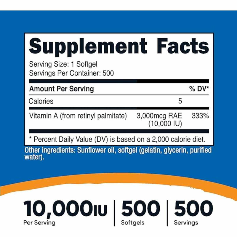  Vitamina A Nutricost - 500 cápsulas. Potencia tu salud.