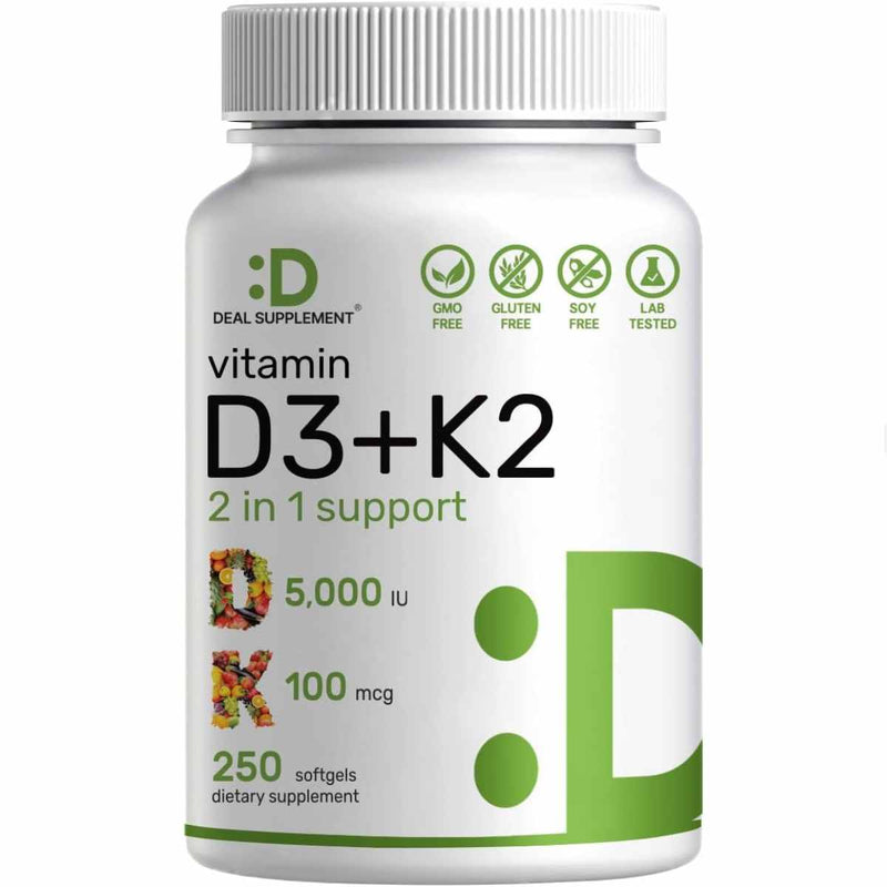 Vitamina D3 + K2 - 250 Cápsulas Blandas - Puro Estado Fisico