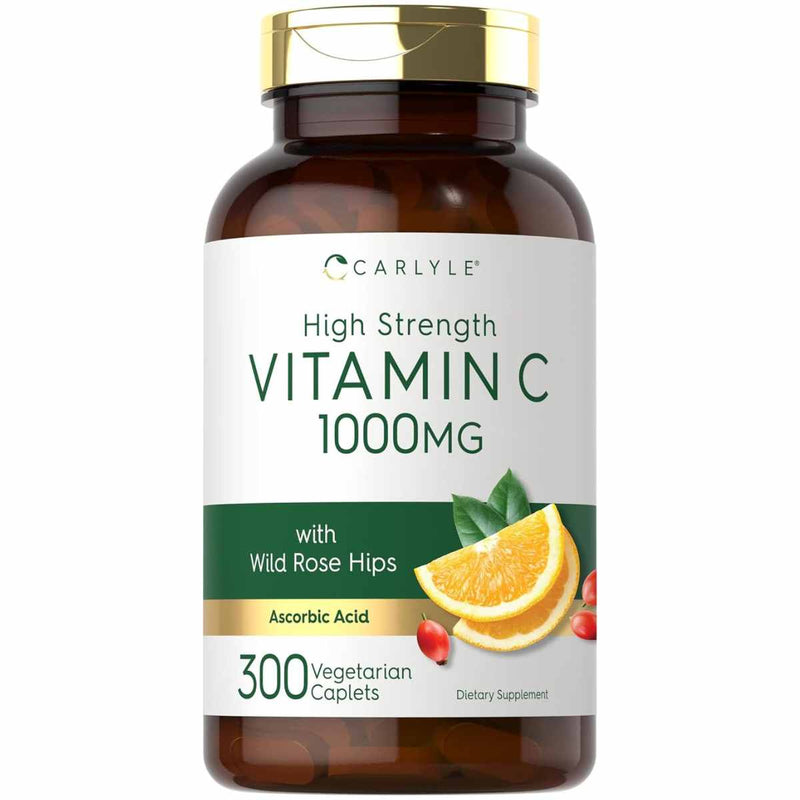 Vitamina C 1000 mg con Rosa Mosqueta  - 300 Cápsulas Vegetarianas - Puro Estado Fisico